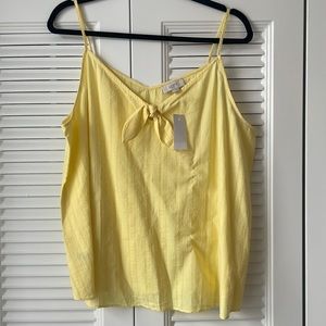 NWT Ann Taylor Loft Outlet Yellow Tank Top with Front Tie - Size Large